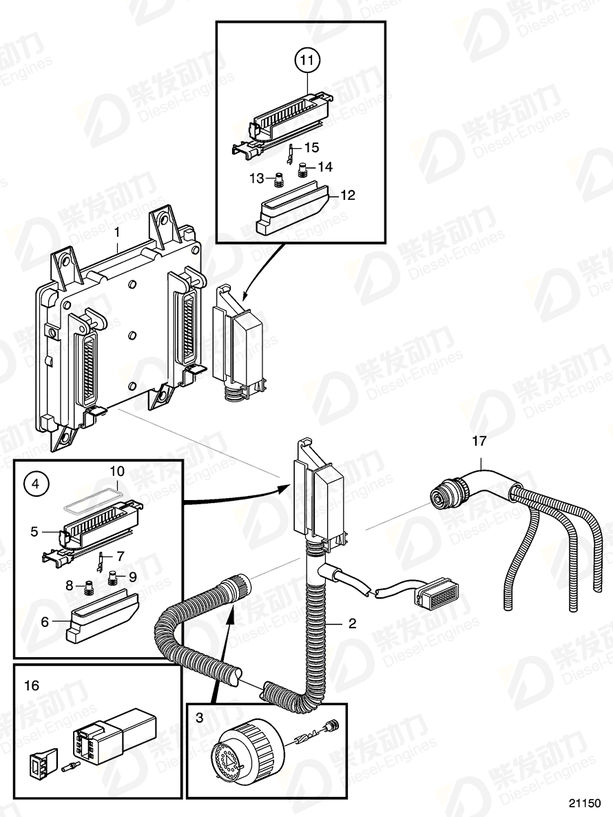 volvo penta Wiring harness, engine side 20585162 Drawing volvo penta Wiring harness, engine side 20585162 Drawing